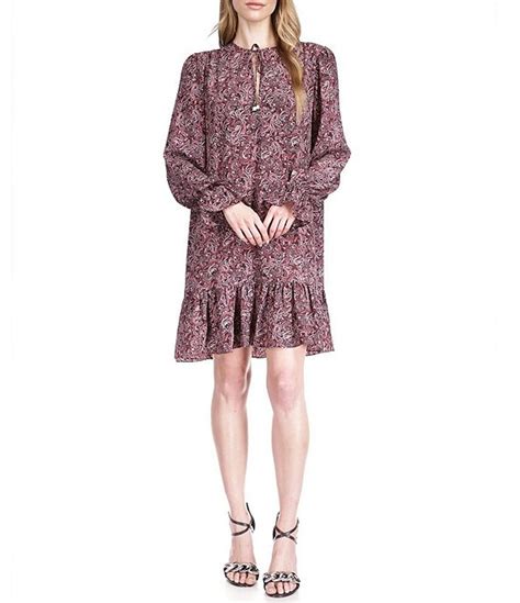 michael michael kors long sleeve keyhole front printed shift dress|macy's michael kors dress.